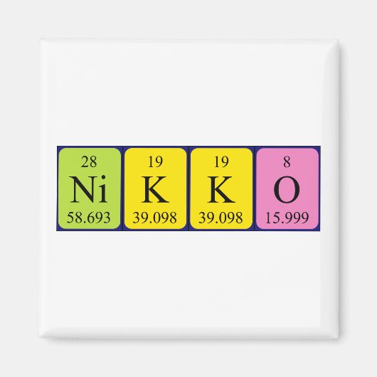 aimant de nom de table périodique Nikko (Devant)