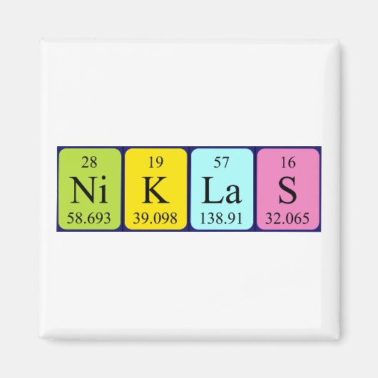 Aimant de nom de table périodique Niklas (Devant)