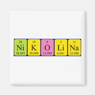 aimant de nom de table périodique Nikolina