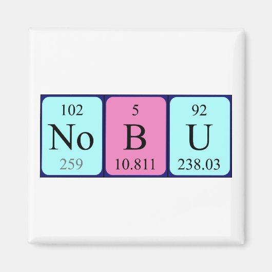 Aimant de nom de table périodique Nobu (Devant)