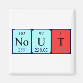 Aimant de nom de table périodique Nout (Devant)