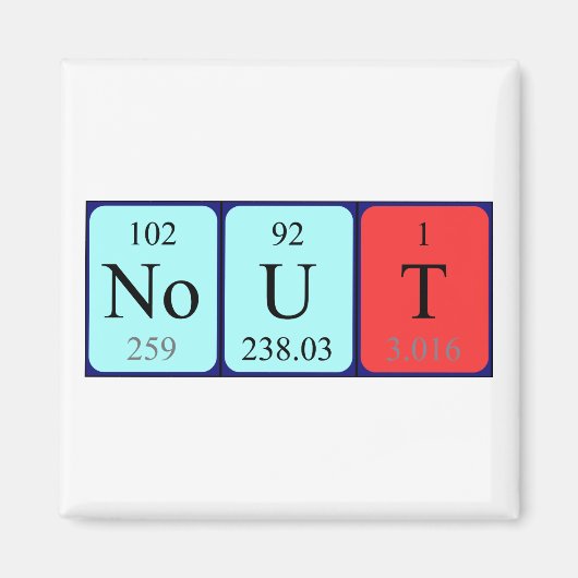 Aimant de nom de table périodique Nout (Devant)