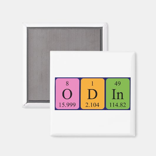 Aimant de nom de table périodique Odin (Recto/Verso)