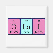 Aimant de nom de table périodique Olai (Devant)