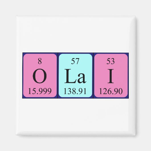 Aimant de nom de table périodique Olai (Devant)