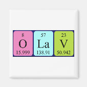 aimant de nom de table périodique Olav (Devant)