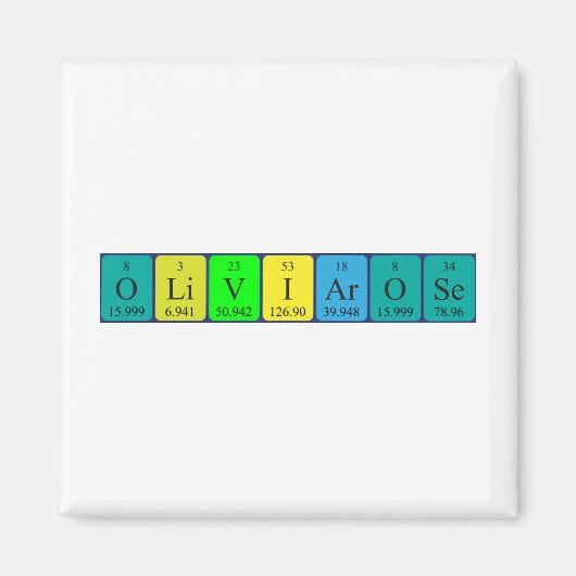 Aimant de nom de table périodique Olivia-Rose (Devant)