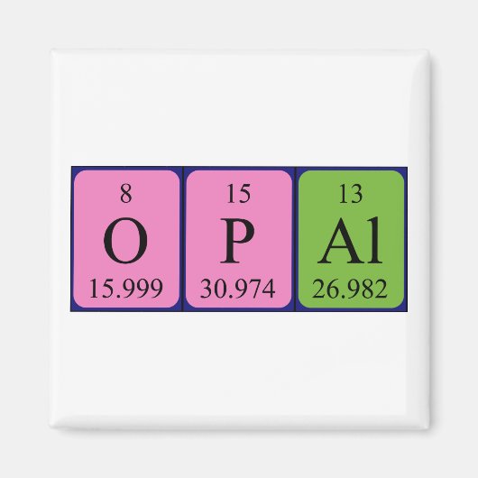 Aimant de nom de table périodique opale (Devant)