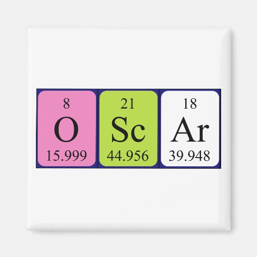 Aimant de nom de table périodique Oscar (Devant)