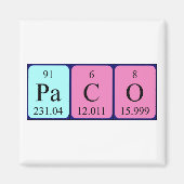 Aimant de nom de table périodique Paco (Devant)
