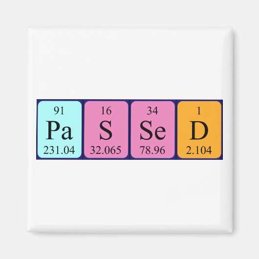 Aimant de nom de table périodique passé (Devant)