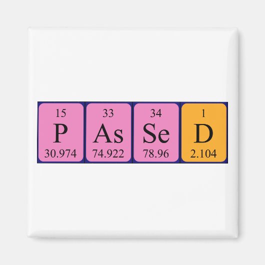 Aimant de nom de table périodique passé (Devant)