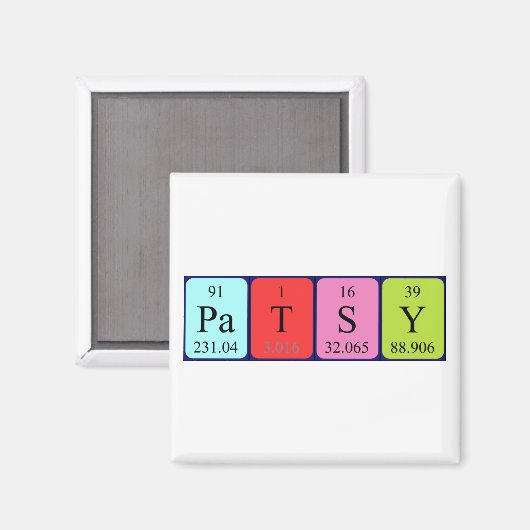aimant de nom de table périodique Patsy (Recto/Verso)