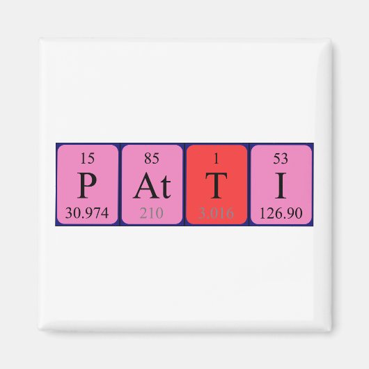 Aimant de nom de table périodique Patti (Devant)