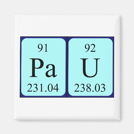 Aimant de nom de table périodique Pau (Devant)