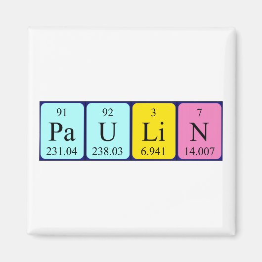 Aimant de nom de table périodique Paulin (Devant)
