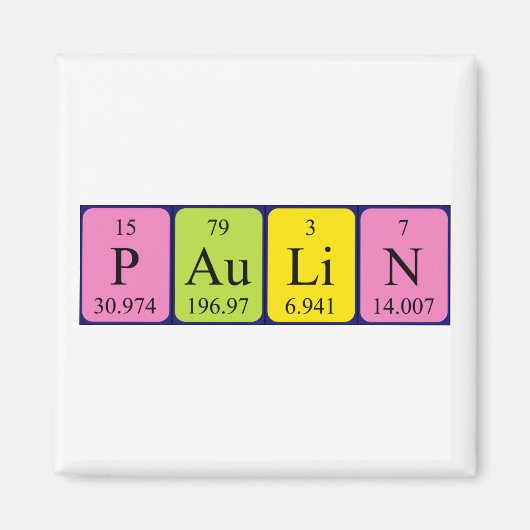 Aimant de nom de table périodique Paulin (Devant)