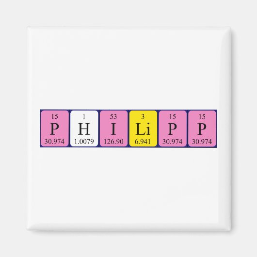 aimant de nom de table périodique Philipp (Devant)