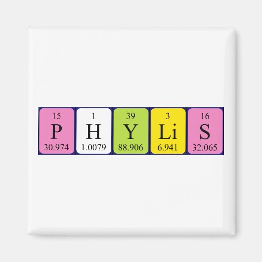 Aimant de nom de table périodique Phylis (Devant)