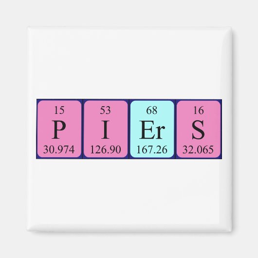 Aimant de nom de table périodique Piers (Devant)