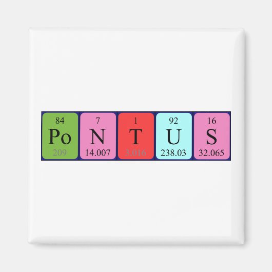 Aimant de nom de table périodique Pontus (Devant)