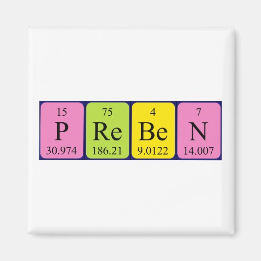 Aimant de nom de table périodique précédent (Devant)