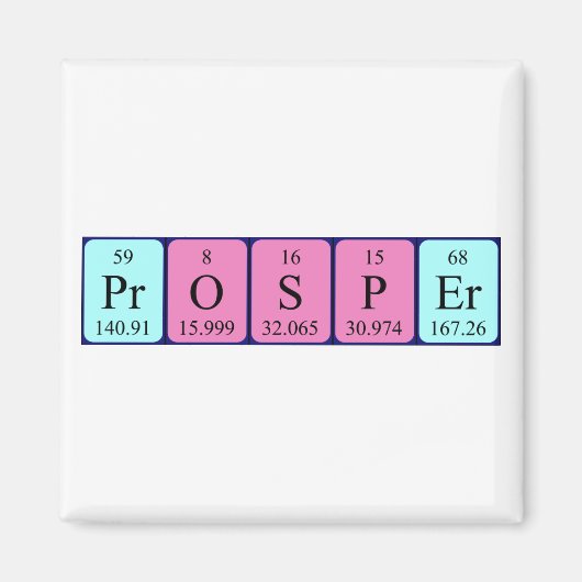 Aimant de nom de table périodique Prosper (Devant)