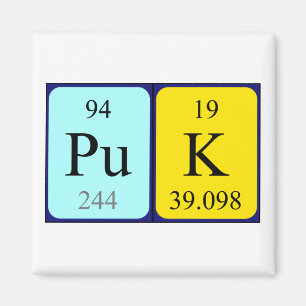 Aimant de nom de table périodique Puk