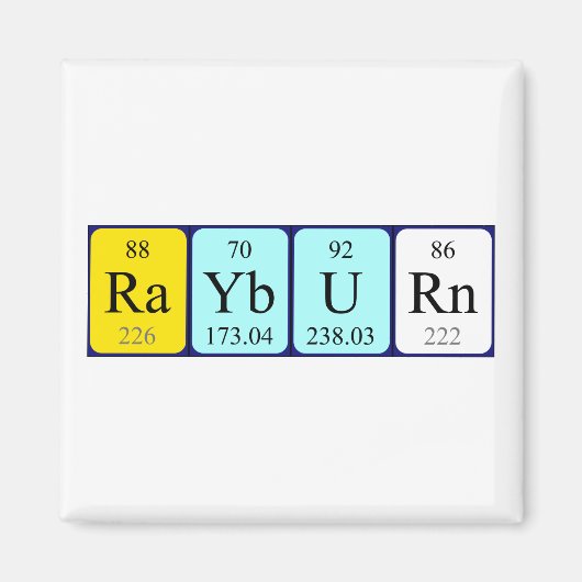 Aimant de nom de table périodique Rayburn (Devant)