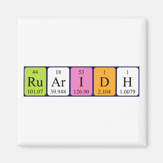 Aimant de nom de table périodique Ruaridh (Devant)