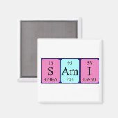 Aimant de nom de table périodique Sami (Recto/Verso)