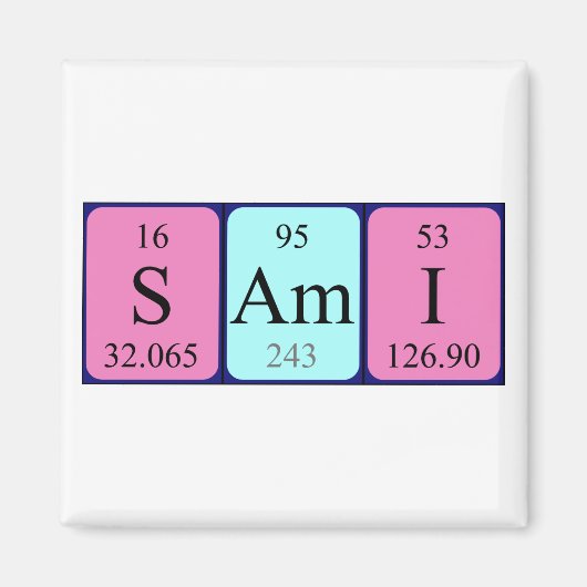 Aimant de nom de table périodique Sami (Devant)