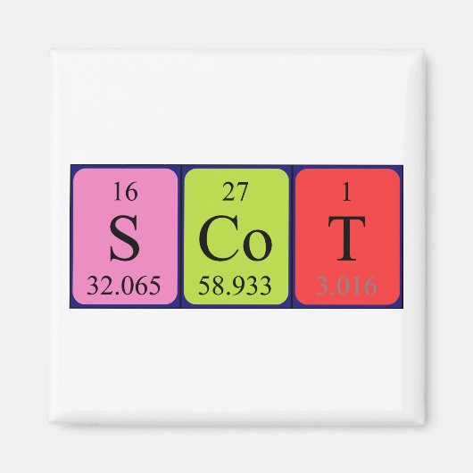 Aimant de nom de table périodique Scot (Devant)