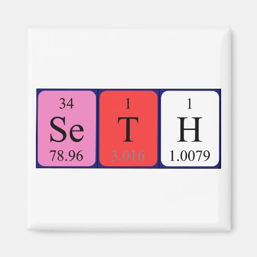 Aimant de nom de table périodique Seth (Devant)