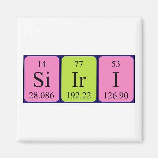Aimant de nom de table périodique Siiri (Devant)