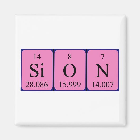 Aimant de nom de table périodique Sion (Devant)