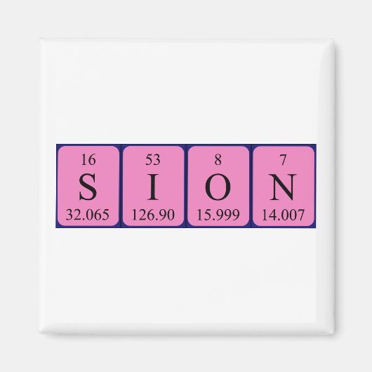 Aimant de nom de table périodique Sion (Devant)