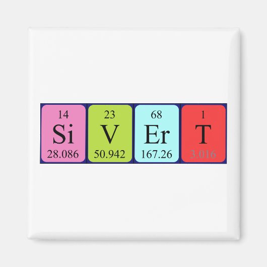 Aimant de nom de table périodique Sivert (Devant)