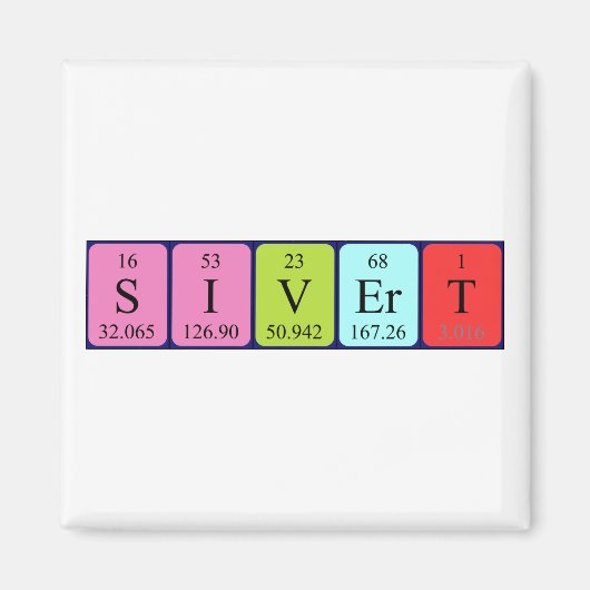 Aimant de nom de table périodique Sivert (Devant)