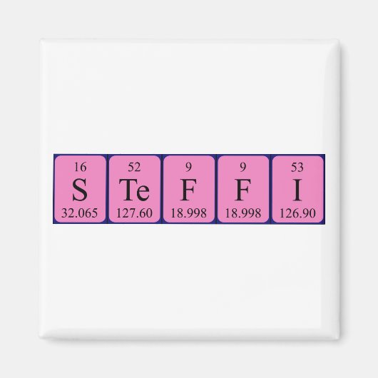 Aimant de nom de table périodique Steffi (Devant)
