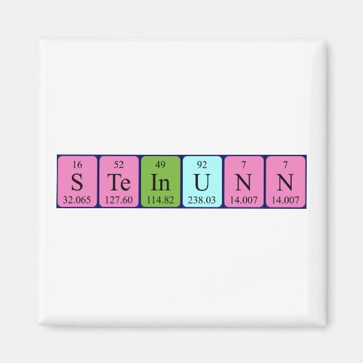 Aimant de nom de table périodique Steinunn (Devant)