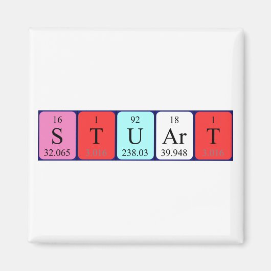 aimant de nom de table périodique Stuart (Devant)