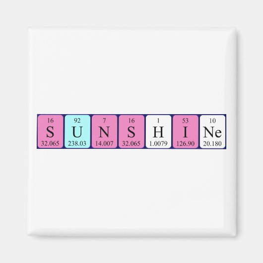 aimant de nom de table périodique Sunshine (Devant)