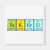 Aimant de nom de table périodique Takeru (Devant)