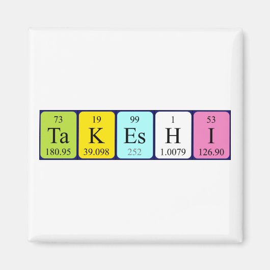 Aimant de nom de table périodique Takeshi (Devant)