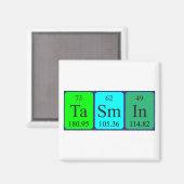 aimant de nom de table périodique Tasmin (Recto/Verso)