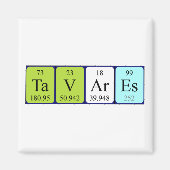 Aimant de nom de table périodique Tavares (Devant)