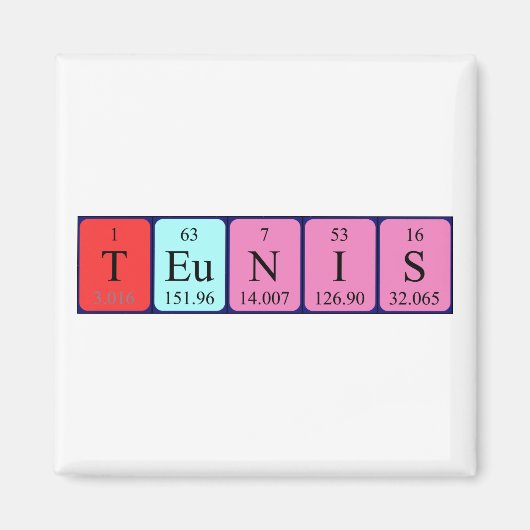 Aimant de nom de table périodique Teunis (Devant)