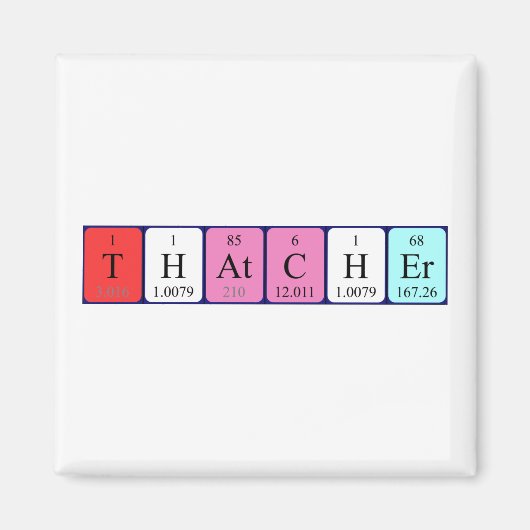 aimant de nom de table périodique Thatcher (Devant)