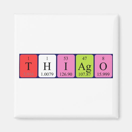 aimant de nom de table périodique Thiago (Devant)